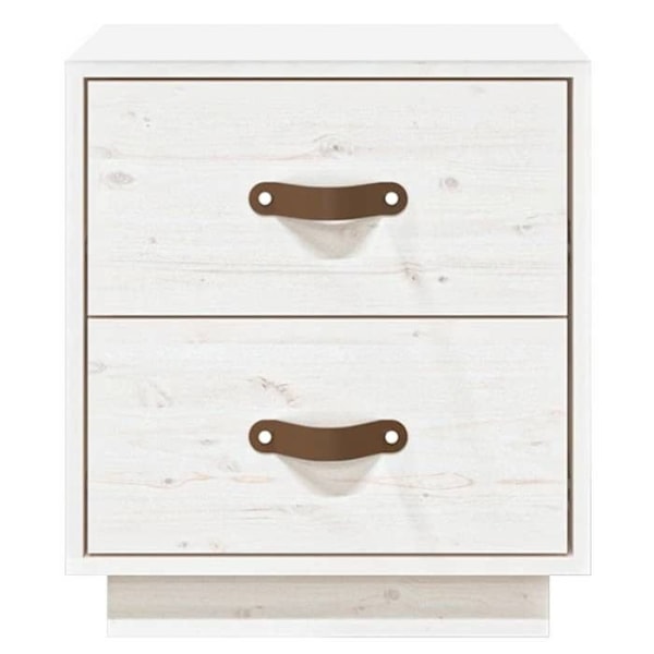 Sängbord med två lådor 40 x 34 x 45 cm vit furu DEC036210 Vit