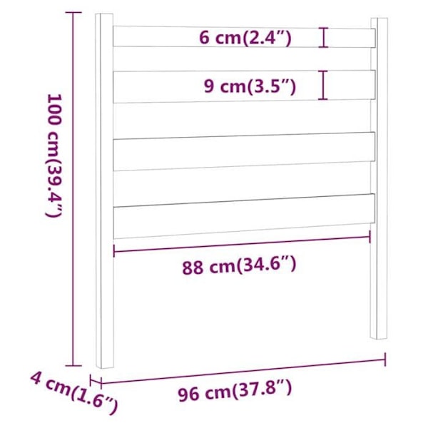 Hovedgærde - Fyrretræ - 96x4x100 cm - Sort - Moderne - Moderne design Svart