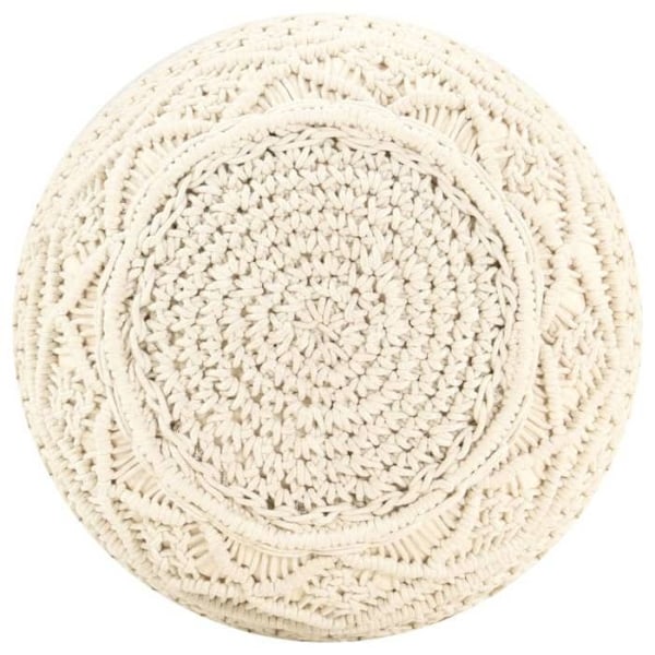 Pouf taburet fodskammel reb flettet i hånden 45 x 30 cm bomuld beige DEC029981 Beige