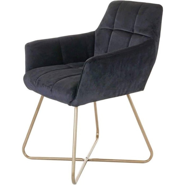 Stol - Design - Retro - Sort Velour - Metalben - 1 Plads Svart