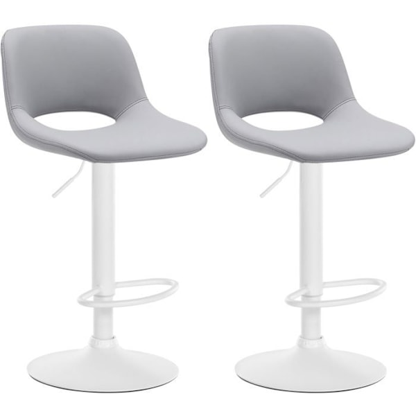 Baari stoolit korkeat tuolit x2 PVC harmaalla jalkatuella valkoisella metallijalalla 10_0004069 Vit