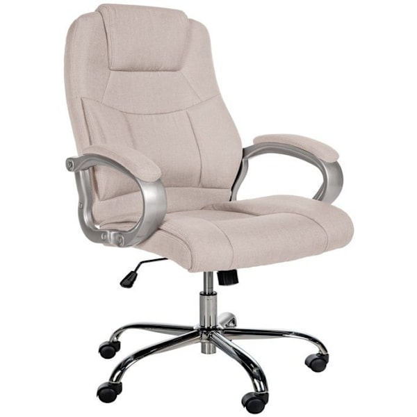 Ergonomisk kontorsstol är bekväm i creme färg och krommetall 10_0002384 Grädde
