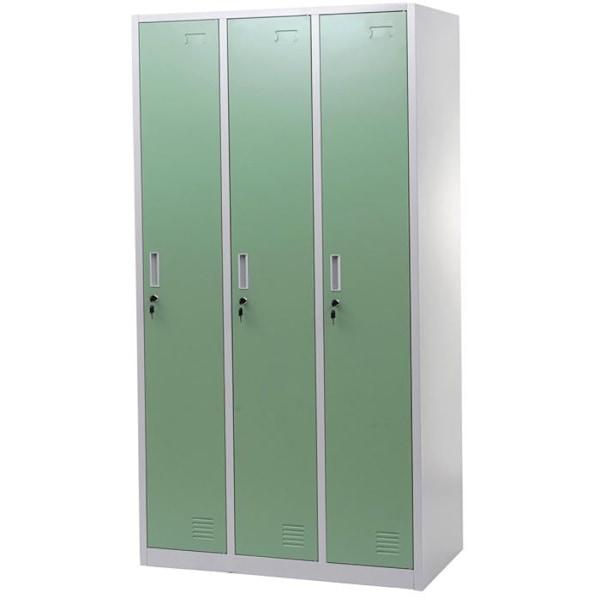 Skab med 3 rum med lås stålplade grøn 180x90x50 cm 04_0007274 Grön