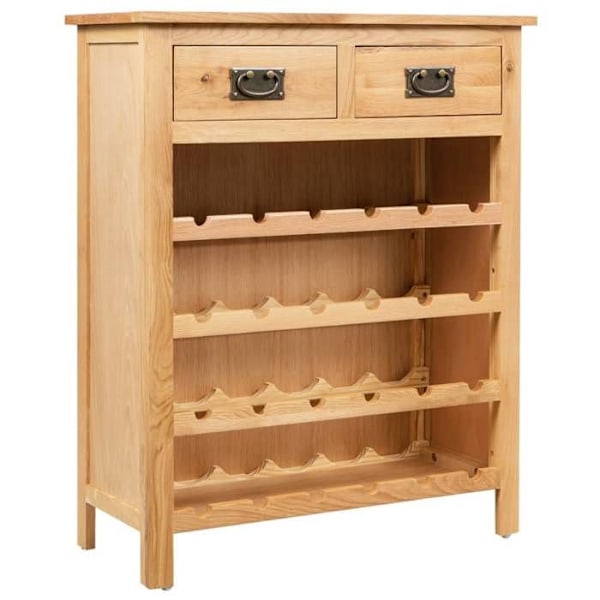 Casier til opbevaring af flasker, hylde til opbevaring op til 24 flasker vin, 72 x 32 x 90 cm, massiv egetræ brun DEC024272 kastanj