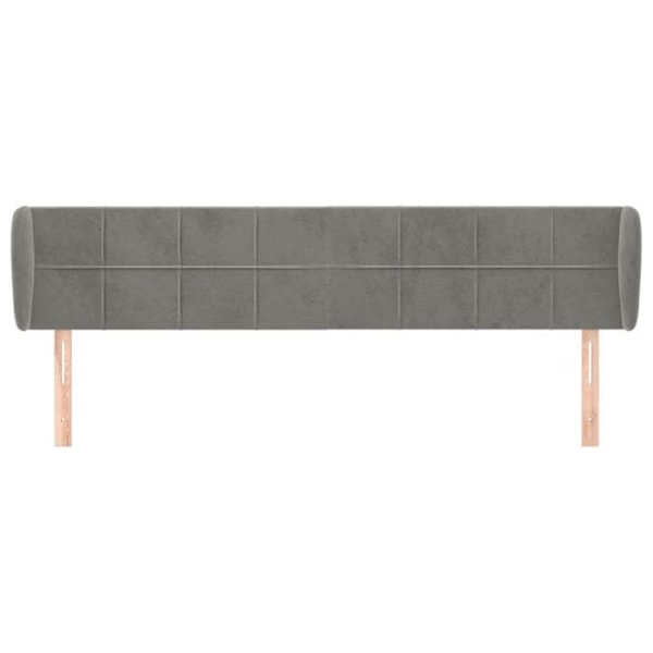Hovedgærdet til seng, tilbehør til soveværelse, møbel med sidekant 203 x 23 x 78/88, lys grå fløjl