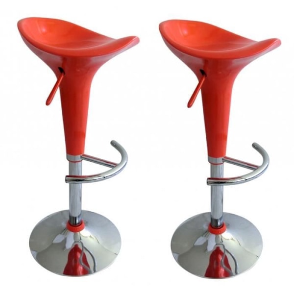 Barstol - Décoshop - TDB10032 - Orange - Højdejusterbar - Sæt af 2 Orange