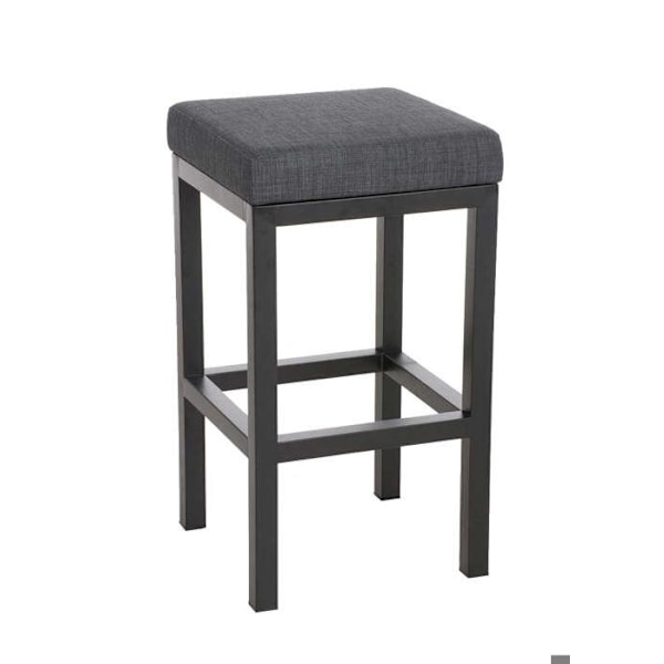 Barstol x1 med fodstøtte, enkelt design, sædehøjde 80 cm i mørkegrå stof og understøttelse i sort metal 10_0005409 Grå