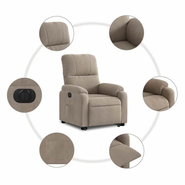 Soffa med elektrisk lyftfunktion för TV, mycket bekväm i mikrofiber tyg taupe DEC028589 Guld