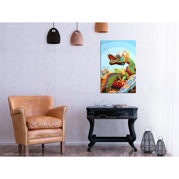 Självmålning tavla färg efter nummer mönster färgglad drake 40 x 60