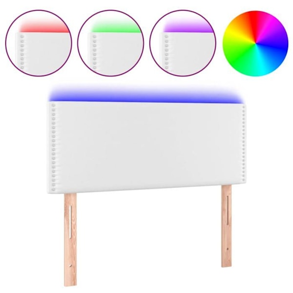 Hovedgærde - LED - Hvid - 100x5x78/88 cm - Syntetisk læder - Klassisk tidløs Vit