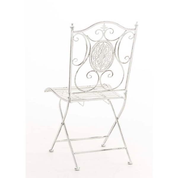 Bænk til have balkon terrasse design rustik sammenklappelig i hvidmetallisk slidte 10_0003033 Vit