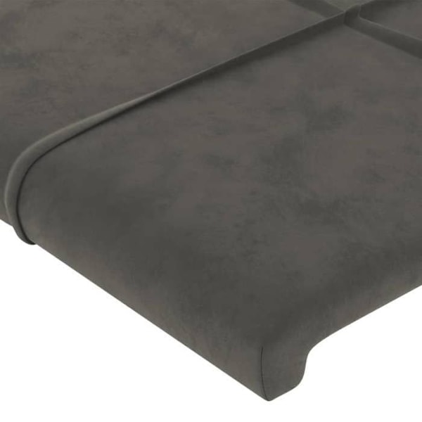 Hovedgærde til soveværelse møbel med LED 103 x 16 x 118/128 cm mørkegrå fløjl TDL0201179