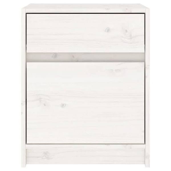 Natbord med skuffe og opbevaringsplads 40 x 31 x 50 cm af massiv hvid fyrretræ DEC033345 Vit