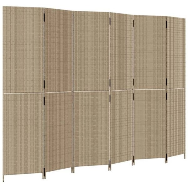 Paravent separerende rumskiller 6 paneler i flettet resin beige og stål DEC031042 Beige