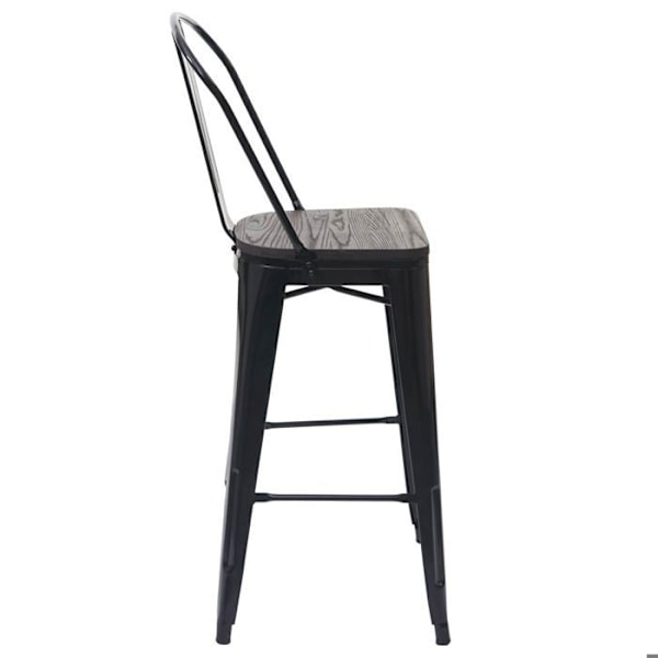 Sæt barbord med 2x barstole, plade i træ, industrielt design i sort metal 04_0003070 kastanj