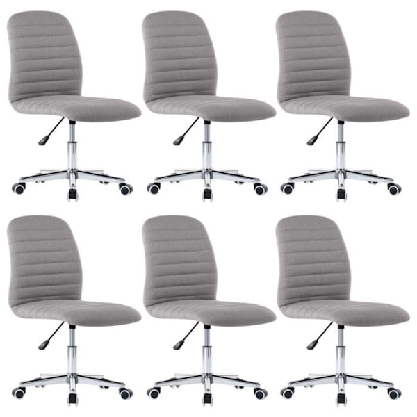 Set med 6 matsalsstolar kök modern design ljusgrått tyg
