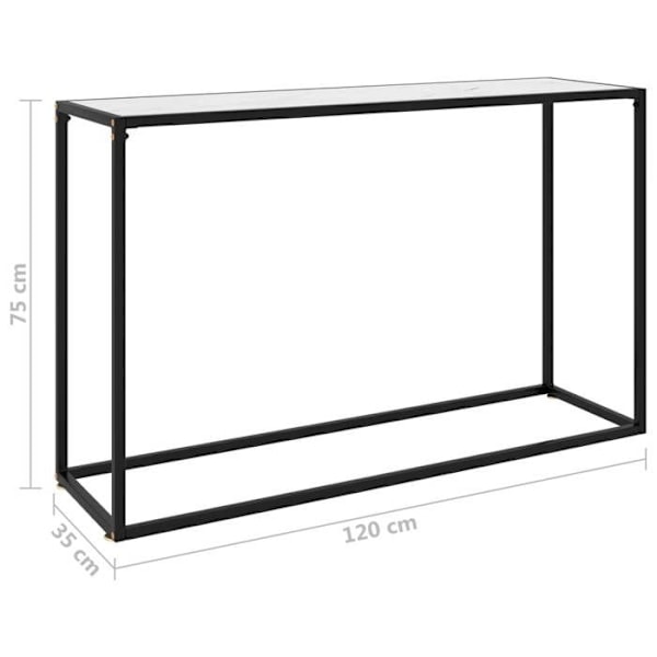 Konsolbord til indgangsmøbel stue 120 x 35 x 75 cm hærdet glas marmoragtig hvid og stål DEC031701 Vit