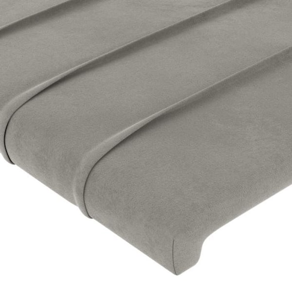 Hovedgærde til seng til soveværelse med LED-møbel 100 x 5 x 78/88 cm i lys grå velour TDL0201448 Grå