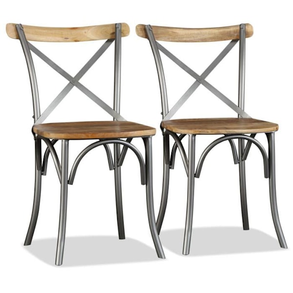 Set av 2 matstolar i mangoträd för industriell design