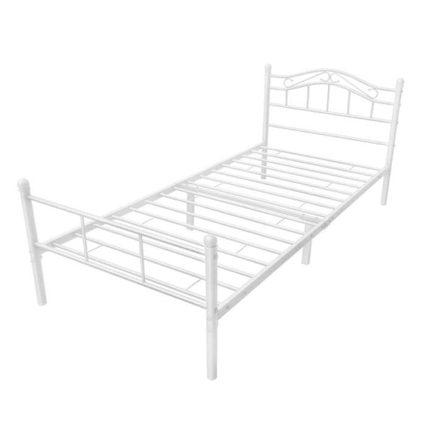 Ljust säng i vit pulverlackerad metall med metallisk sängbotten 90 x 200 cm 03_0002727 Vit