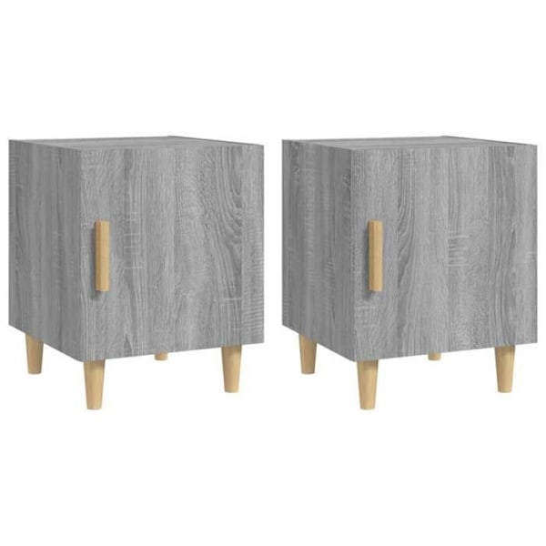 Sæt med 2 natborde 40 x 40 x 50 cm med skab med låge i grå ingenieurtræ DEC035753 kastanj