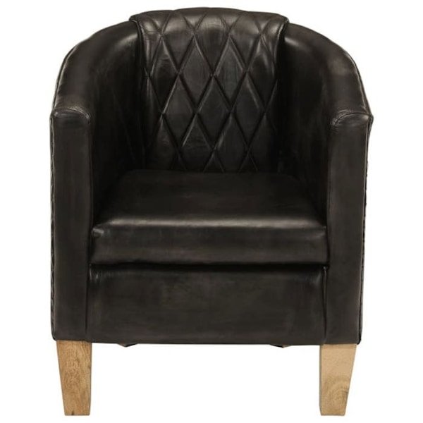 Lounge stol med komfortabel sæde i moderne design i ægte læder grå med træramme DEC026449 kastanj