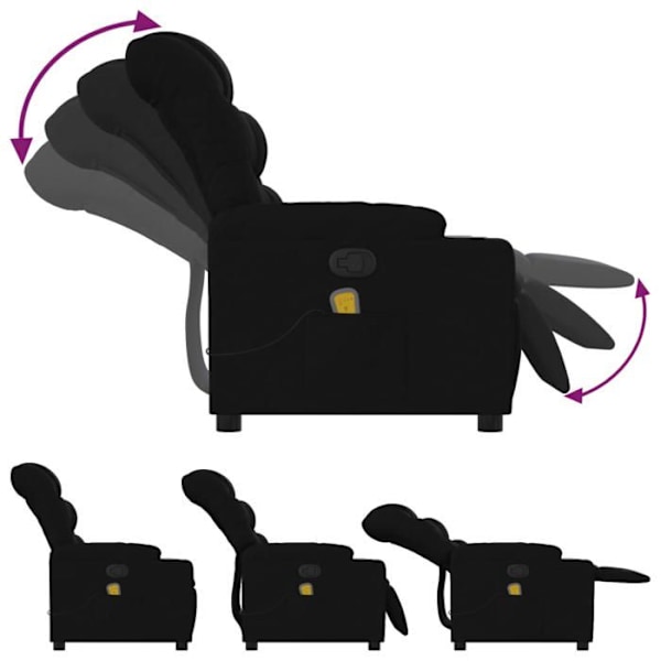 TV afslapningsstol med massagefunktion, 6 massagepunkter, stoffet sort DEC027051 Svart