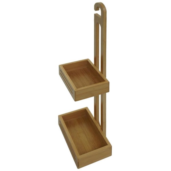 Duschtaburett med 2 korgar och en upphängningskrok, badrumsorganisatör i bambu 69x22x13 cm 04_0008643 Guld