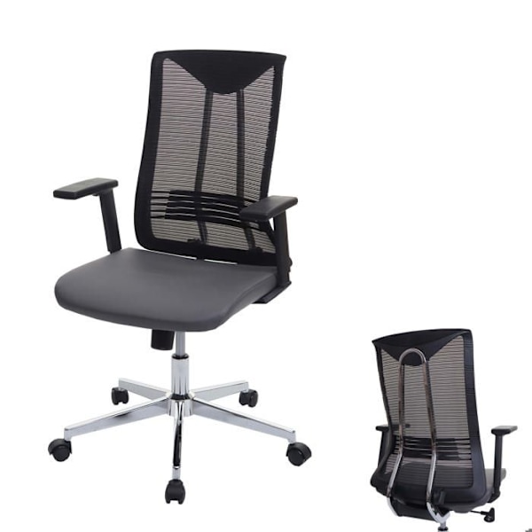 Ergonomisk drejebor stol med armlæn i gråt mesh stof 04_0001885 Grå