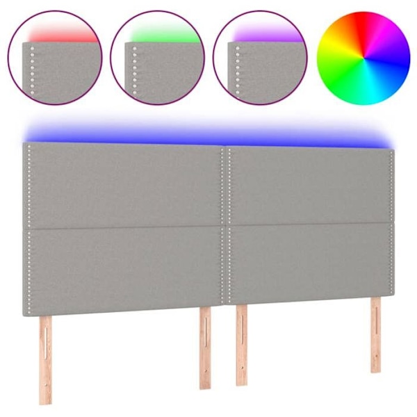 Hovedgærde til soveværelse møbel med LED 180 x 5 x 118/128 cm lys grå stof TDL0201346 Grå