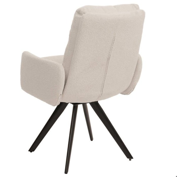 Spisestol, køkkenstol, drejelig, automatisk position, stof/tekstil, hvid creme boucle, med armlæn 04_00062 Vit