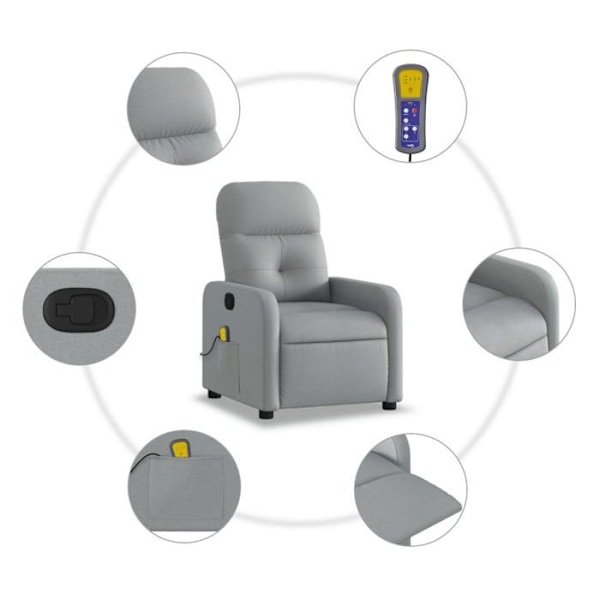 TV-recliner med massagefunktion 6-punkts massage i lys grå stof DEC026922 Grå