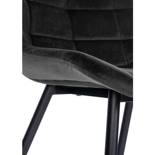 Barstol x1 med fodstøtte, betrukket med sort velour, fireben i sort metal 10_0005466 Metall