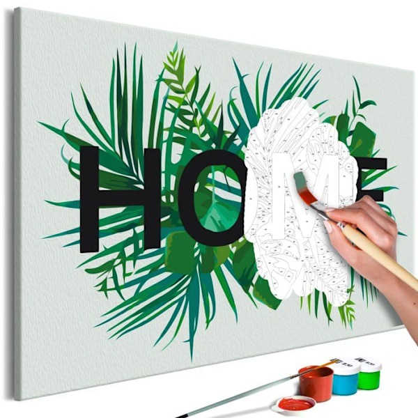 Tegning til selvmaleri maleri efter numre motiv Hjem på bladene 60 x 40