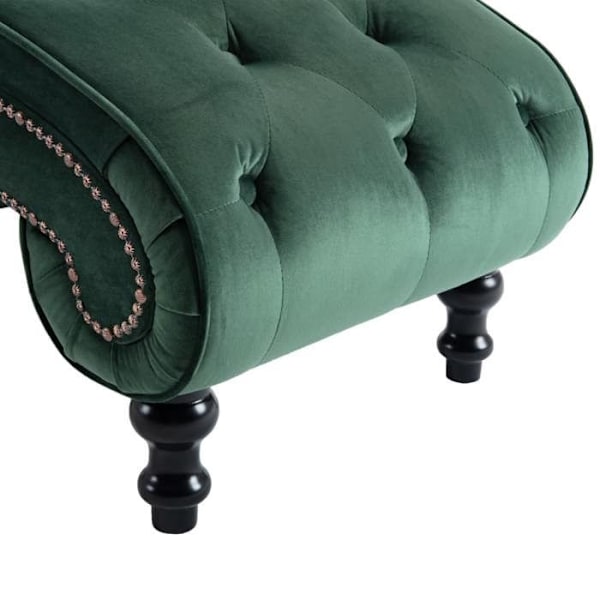Meridienne chaise longue capitonne design vintage sisustukseen, vihreä sametti DEC026223 Grön