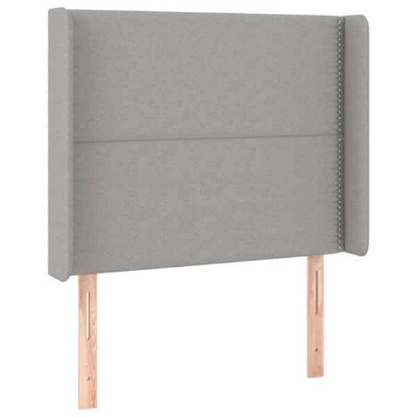 Hovedgærde til soveværelse med LED-møbel 93 x 16 x 118/128 cm lys grå stof TDL0201227 Grå