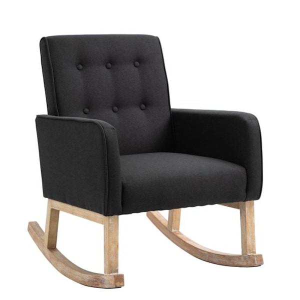 Gyngestol - Moderne design - Sort stof - Træben