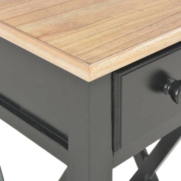 Side table for the end of the sofa with drawer 27 x 27 x 65,5 cm MDF + black pine wood DEC032475 kastanj