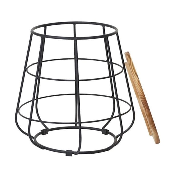 Kantebord natbord træ taburet industrielt design Ø35cm MDJ04119