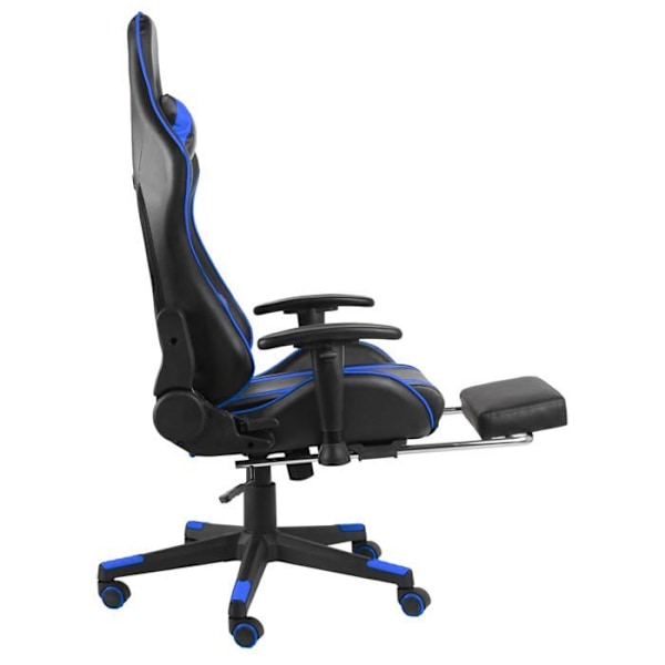 Kontorsstol gaming med hjul, justerbart ryggstöd och svängbar med fotstöd i blå PVC DEC026023 Blå