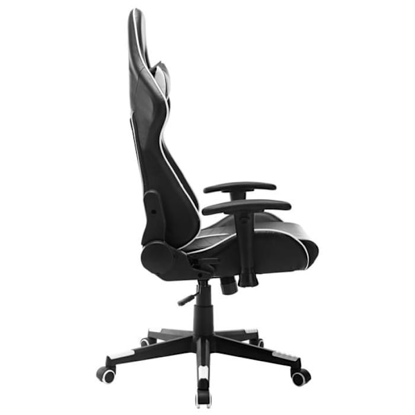 Kontorstol med gaming-funktion på hjul i sorte og hvide PVC DEC025954 Vit