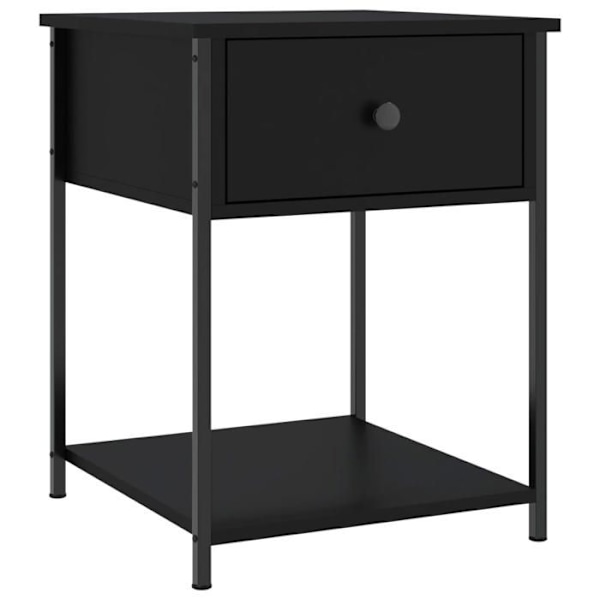 Sæt med 2 natborde med skuffe og hylde 44 x 45 x 58 cm sort ingeniørtræ og metal DEC035599 kastanj