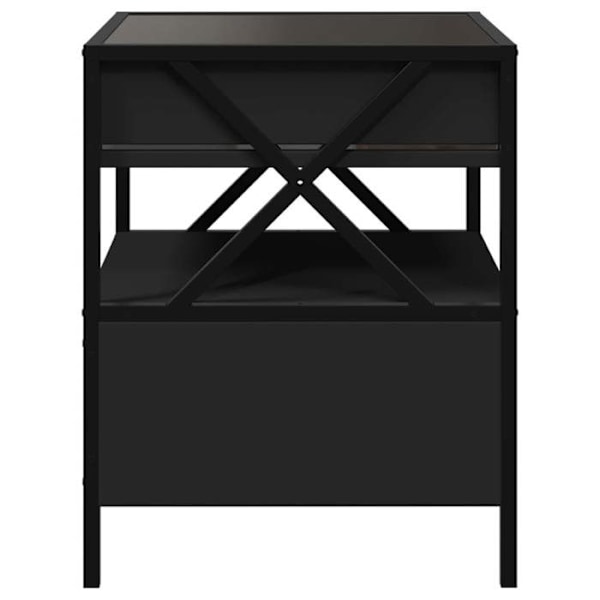 Natteskab med LED-spejl og skuffe 40 x 40 x 51 cm, sort ingeniørtræ, glas og stål DEC033158 kastanj
