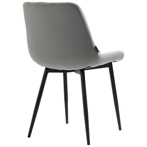 Set med 2 stolar i modernt matborddesign, grå sammetssits och svarta metallben 10_0001638 Grå