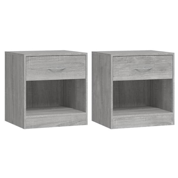 Sæt med 2 natborde med skuffe og åbent rum 36,5 x 30,5 x 38 cm ingeniørtræ grå DEC034848 kastanj