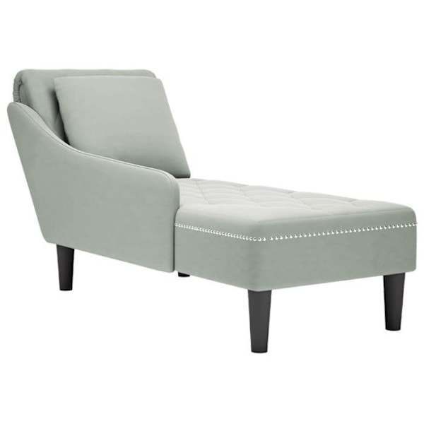 Meridienne chaise longue sohva sisätiloihin, tyyny ja oikea käsinoja harmaata samettia DEC026265 Grå