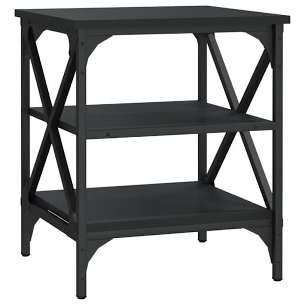 Sæt med 2 sideborde med hylder 40 x 42 x 50 cm i sort ingenieurtræ og stål DEC032641 kastanj