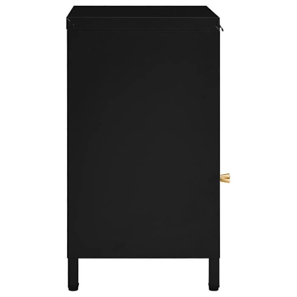 Sæt med 2 natborde med skuffe og skab med dør 40 x 30 x 54,5 cm sort stål og glas DEC035510 Svart