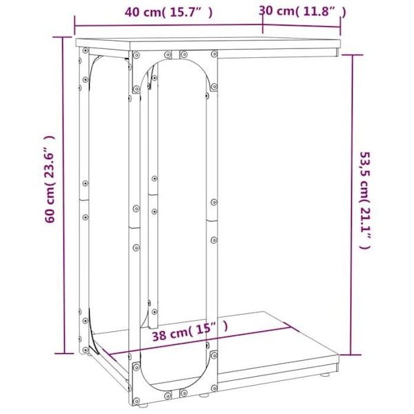 Sohvapöytä, kasvien tuki 40 x 30 x 60 cm, musta engineering-puu ja teräs DEC032479 kastanj