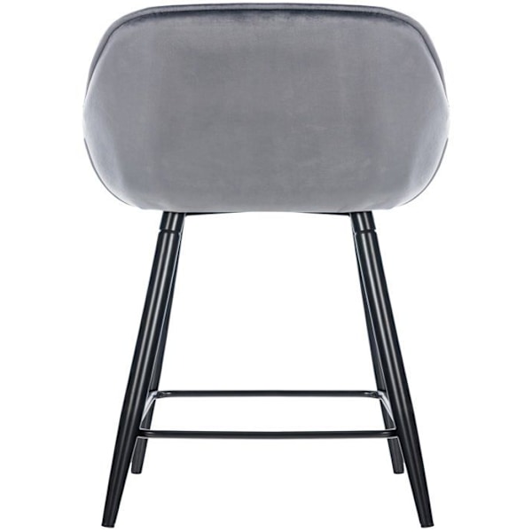 Barstol hög x1 sitskuddseffekt tufted i mörkgrå sammet och svart metall 10_0004892 Grå